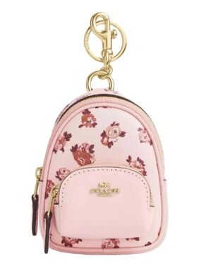 NWT Coach Pink Floral Mini Backpack Keychain Charm🩷
